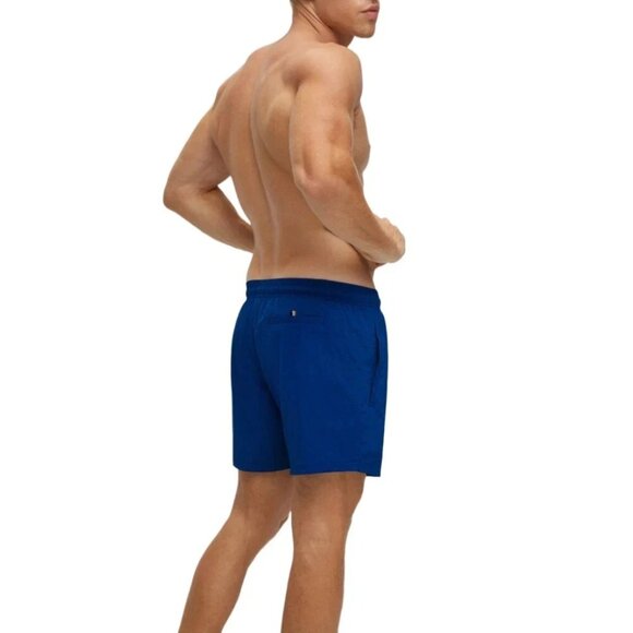 BOSS by Hugo Boss Men's Quick-Drying Large Contrast Logo Swim Shorts Blue Sz L - Picture 3 of 4